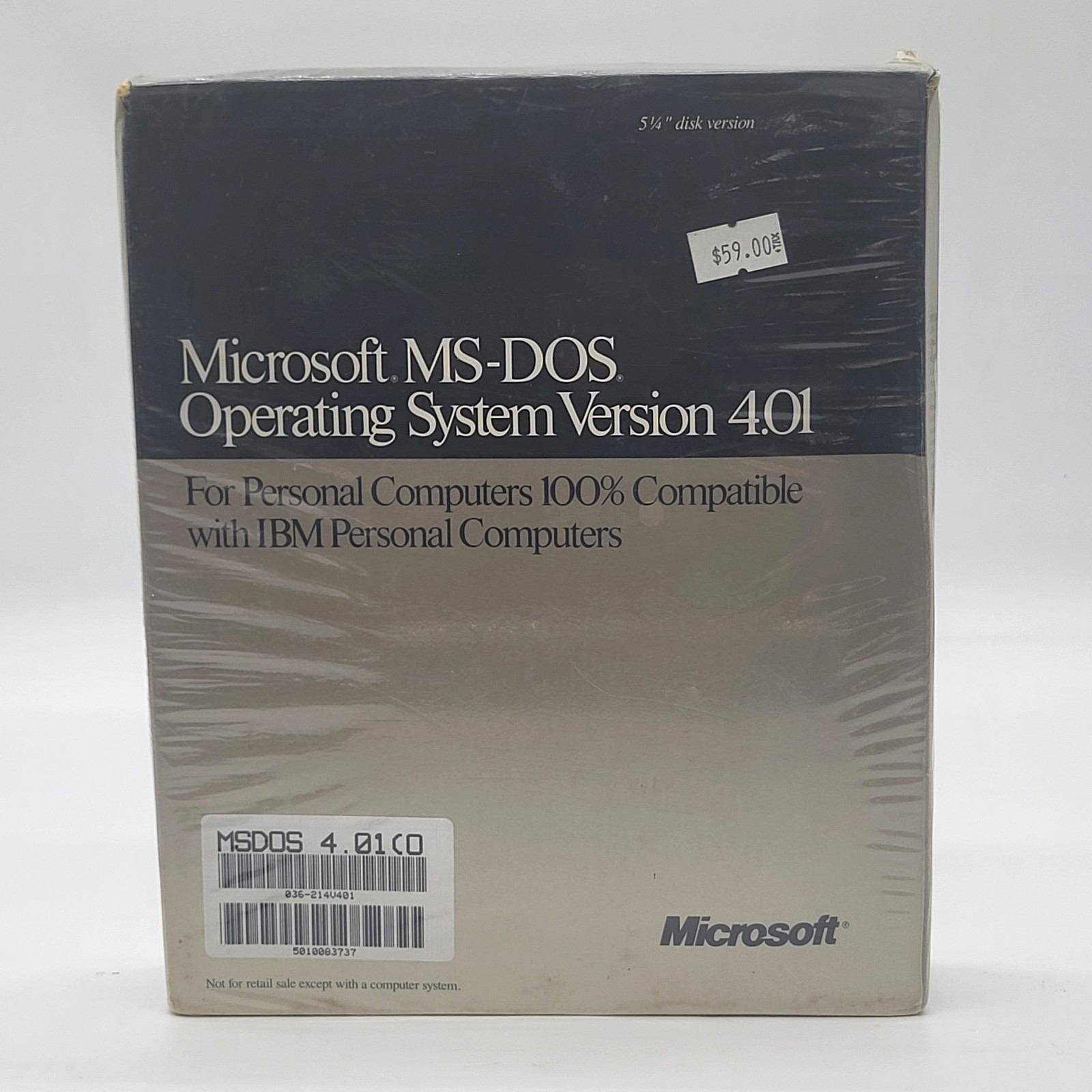 Microsoft MS-DOS 4.01 Retail 5.25" Floppy Disk IBM PC Factory Sealed
