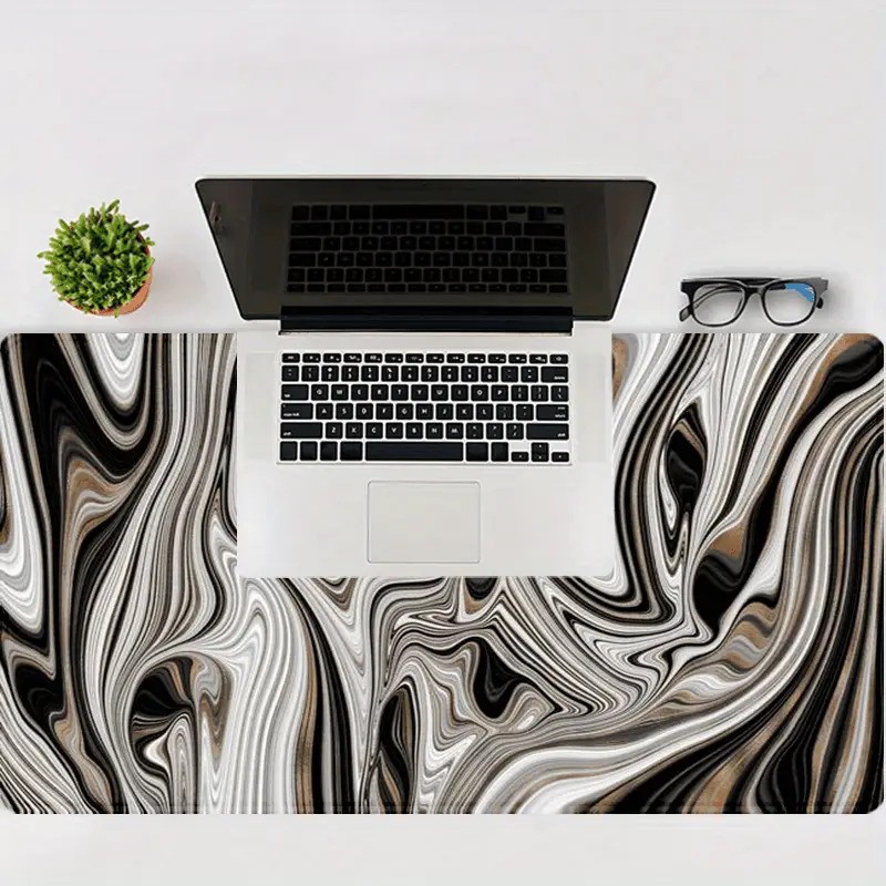 1 X Mouse and Keyboard Pad, 2D Printed Abstract Marble-patterned Fluid Art Gam