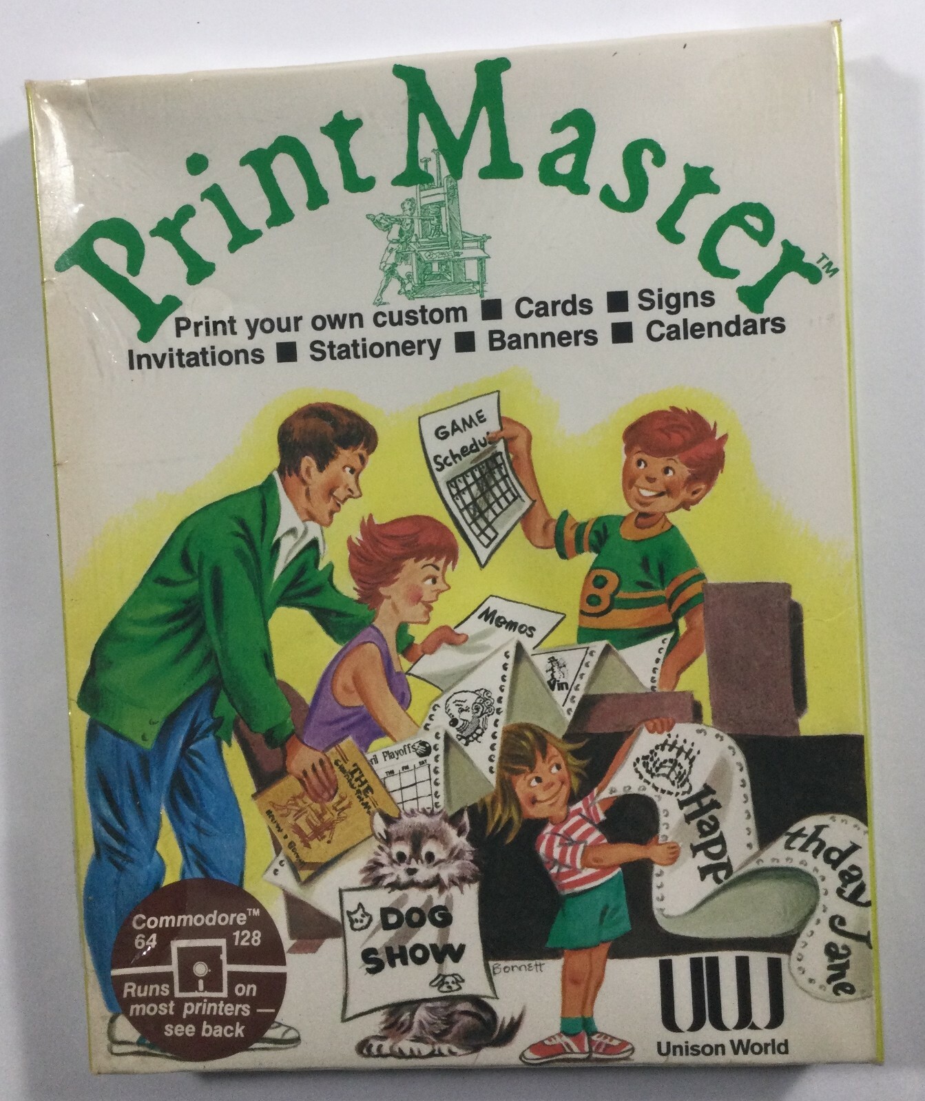 PrintMaster / Unison World / Commodore 64/128 Factory Sealed NIB New
