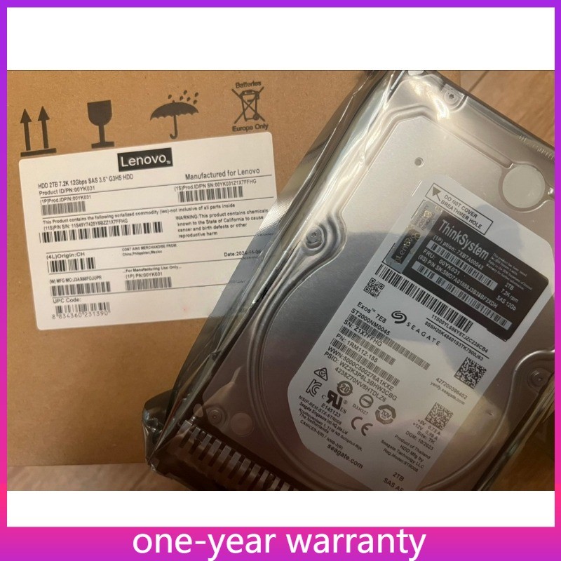  00YK031 7XB7A00042 Lenovo ThinkSystem 2TB 7.2K RPM SAS 12Gb 3.5" HDD Hard