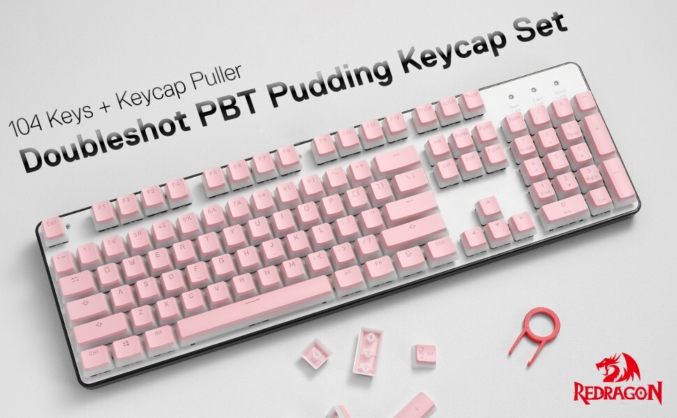 Redragon A130 Pink Pudding Keycaps, Standard OEM Profile, Doubleshot PBT
