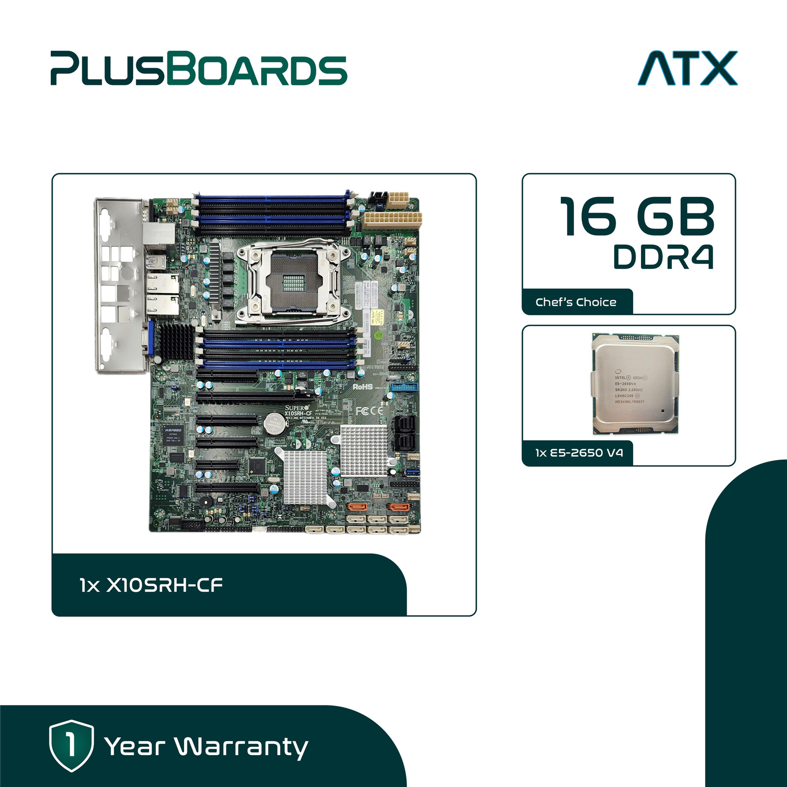 Supermicro X10SRH-CF LGA2011-3 ATX Motherboard 1x E5-2650 V4 16GB DDR4 Choose HS