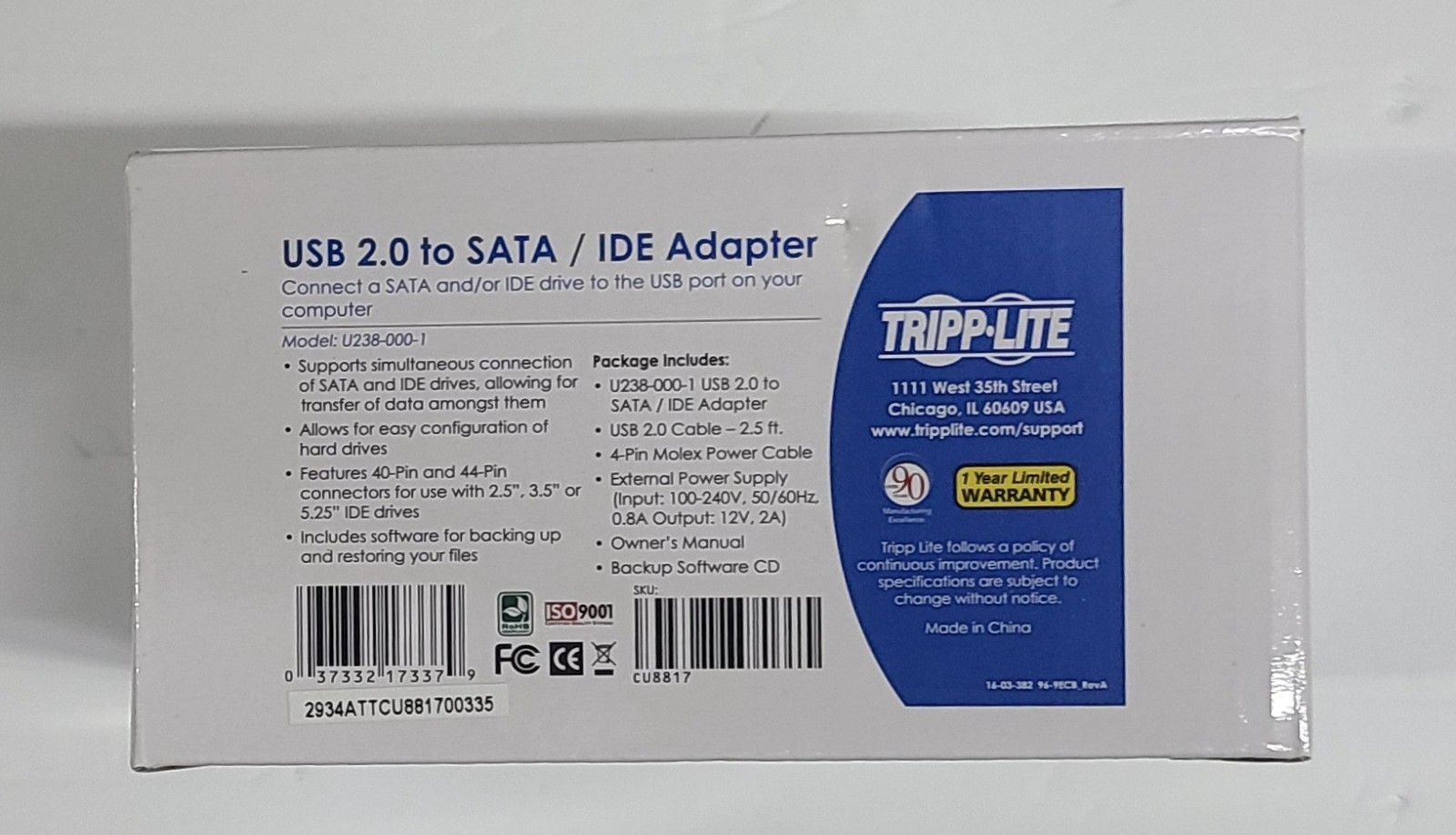 Tripp Lite U238-000 USB 2.0 to SATA / IDE Combo Adapter