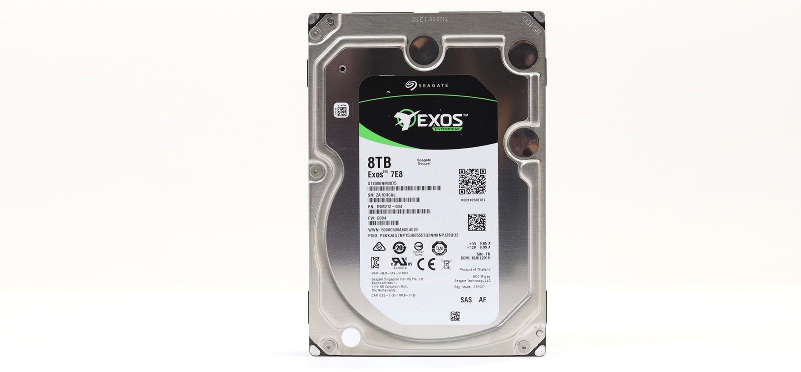 Seagate ST8000NM0075 8TB 3.5" 12Gb/s 256MB 7.2K RPM SAS HDD P/N: 1RM212-004