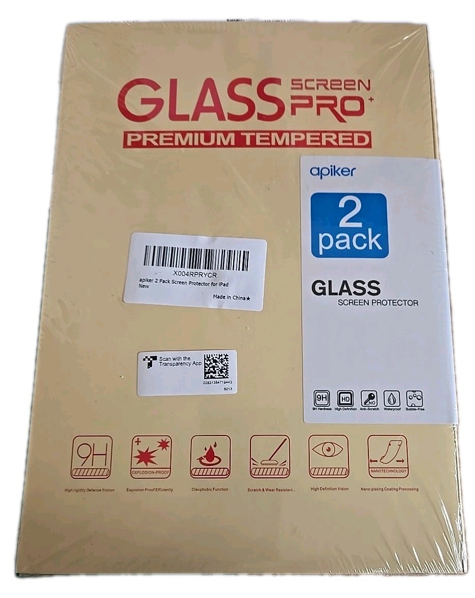 Apiker Screen Protector for Apple iPad 10.2" 9th 8th 7th Generation 2 pack