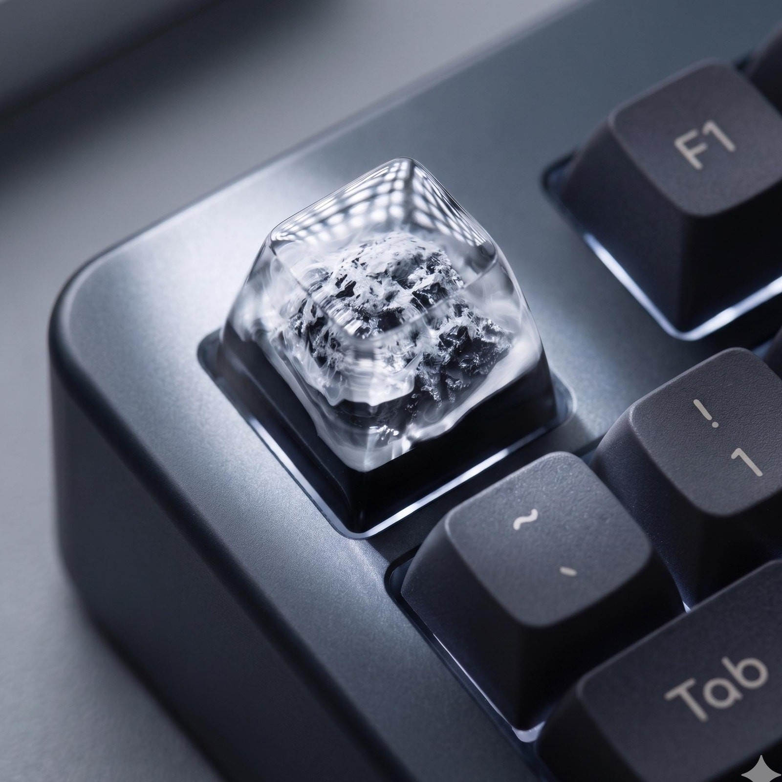 Frozen Geode Ice Mountain Artisan Keycap Handmade Resin Mountain Key Gamer Gift