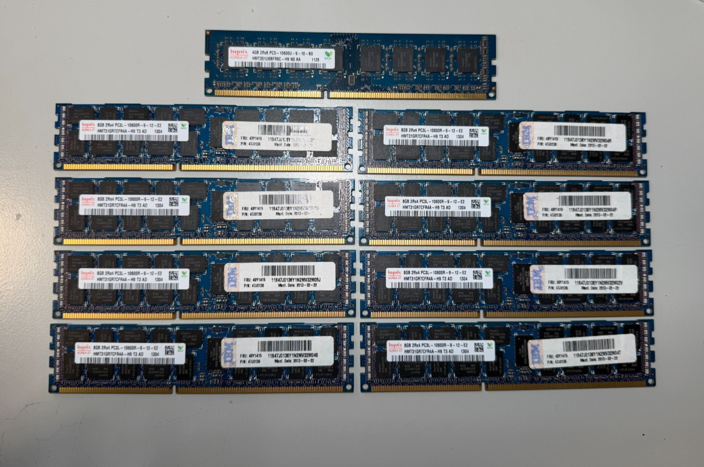Hynix 4GB DDR3 PC3-10600U 1333MHz Desktop RAM HMT351U6BFR8C-H9 -- LOT OF 9