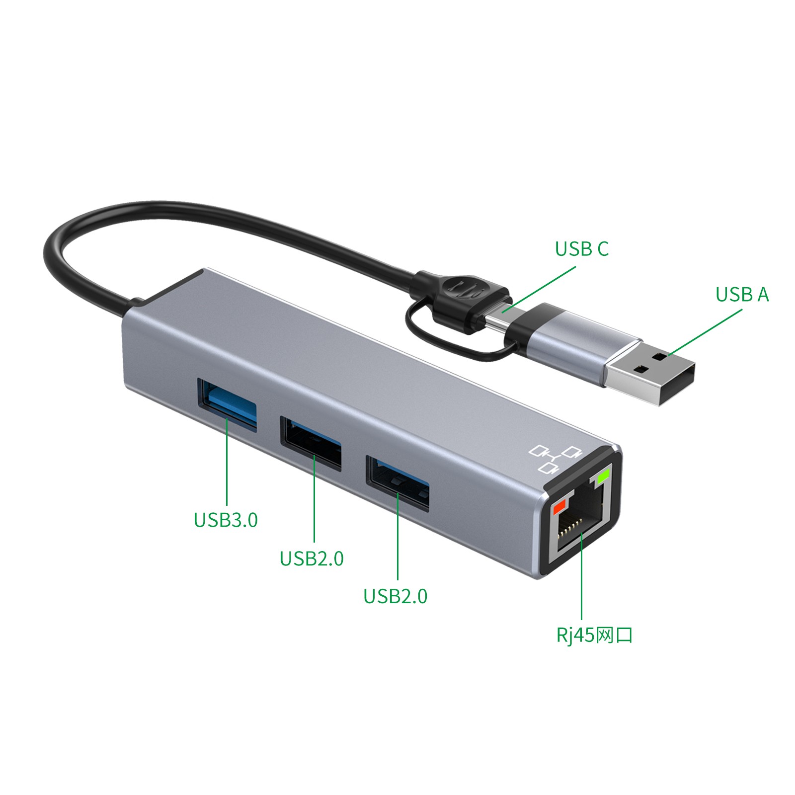 Multifunction4 in 2 USB C/USB A DOCKING STATION WITH ETHERNET 1000 Rj45 USB PORT