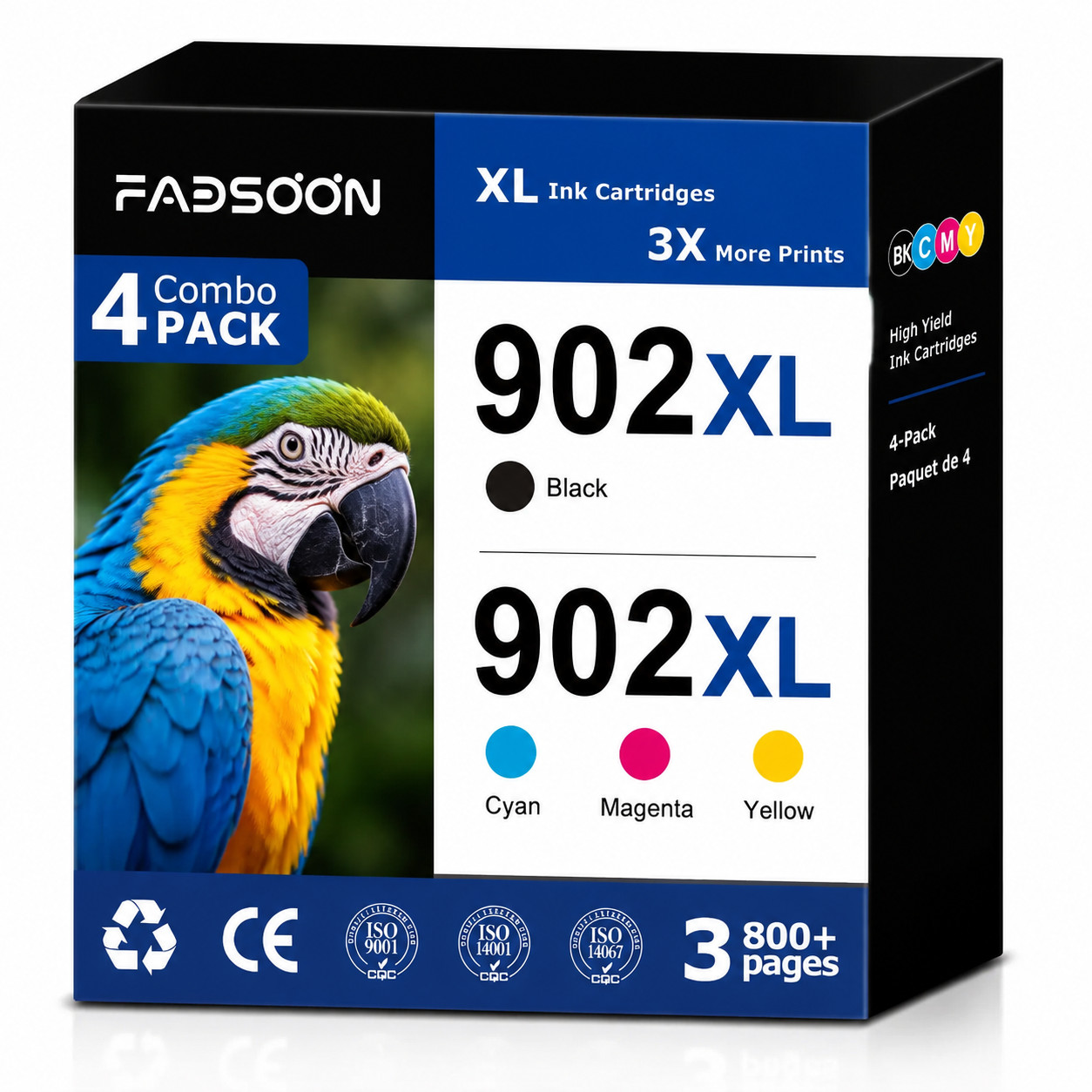 FADSOON® 4PK 902XL Ink Cartridges for HP OfficeJet Pro 6978 6968 6960 6971 6974