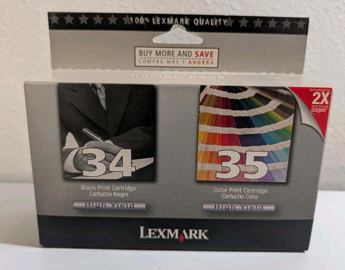NEW Lexmark # 34 / 35 Twin pack Black  & Color High Yield Ink Cartridges SEALED