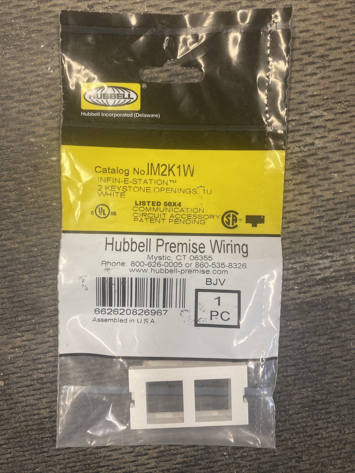 Qty 1 Hubbell IM2K1W 2-Port Unloaded keystone Module White iStation Module ~NEW~