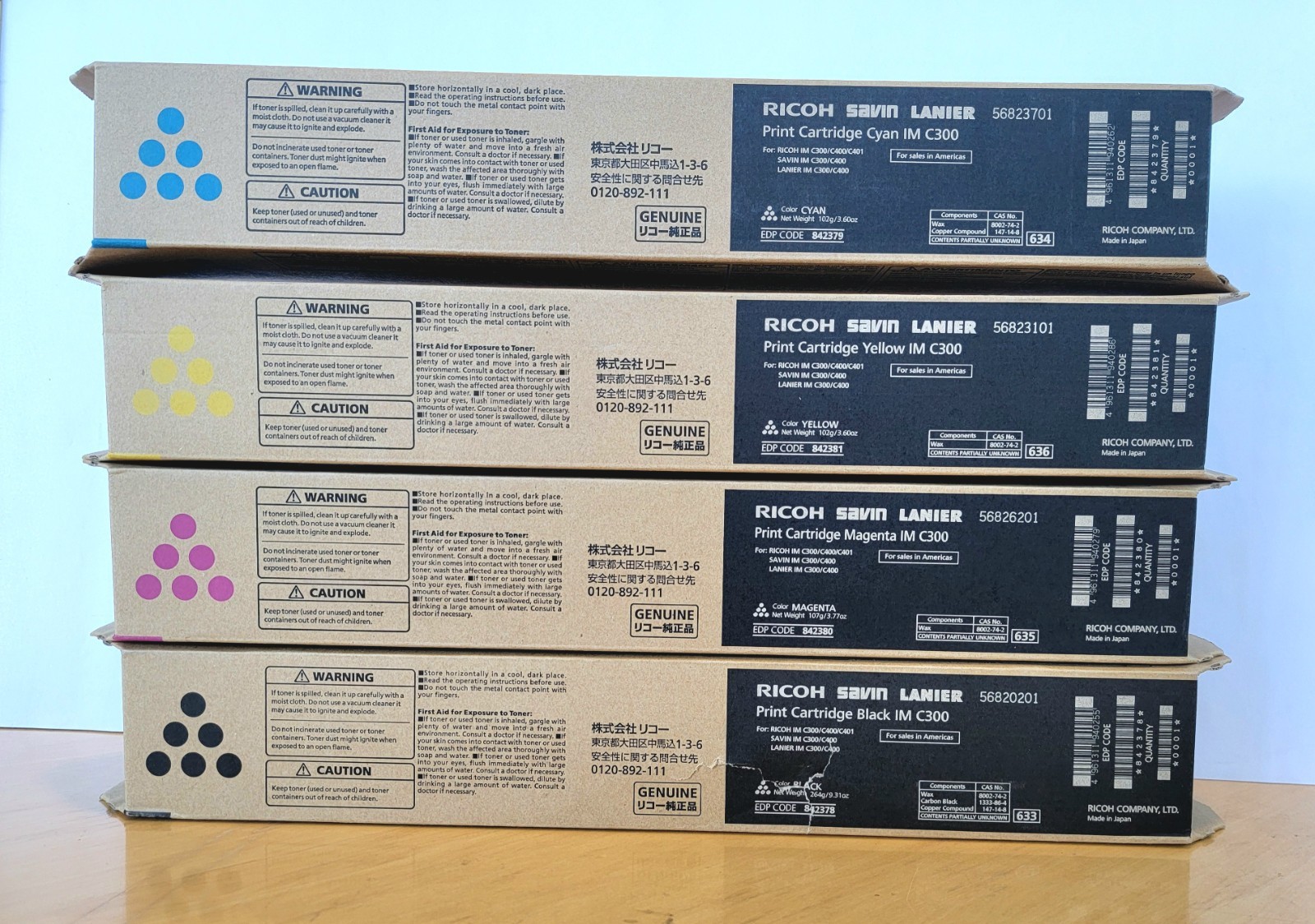 Sealed OEM Genuine full SET Ricoh IM C300 CYMK Toner 842378 842379 842380 842381