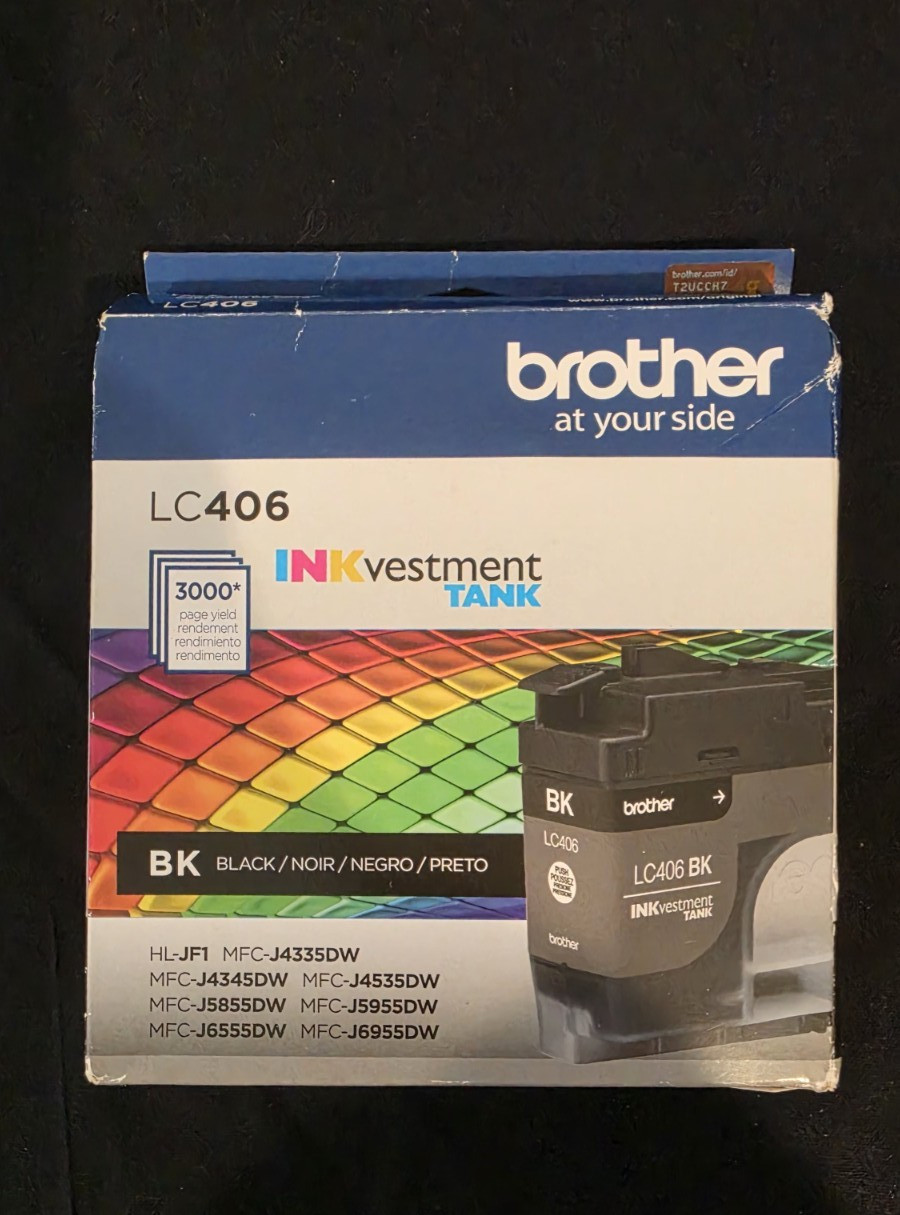Genuine Brother LC406BK Black Ink Cartridge OEM Open Box Printer Ink