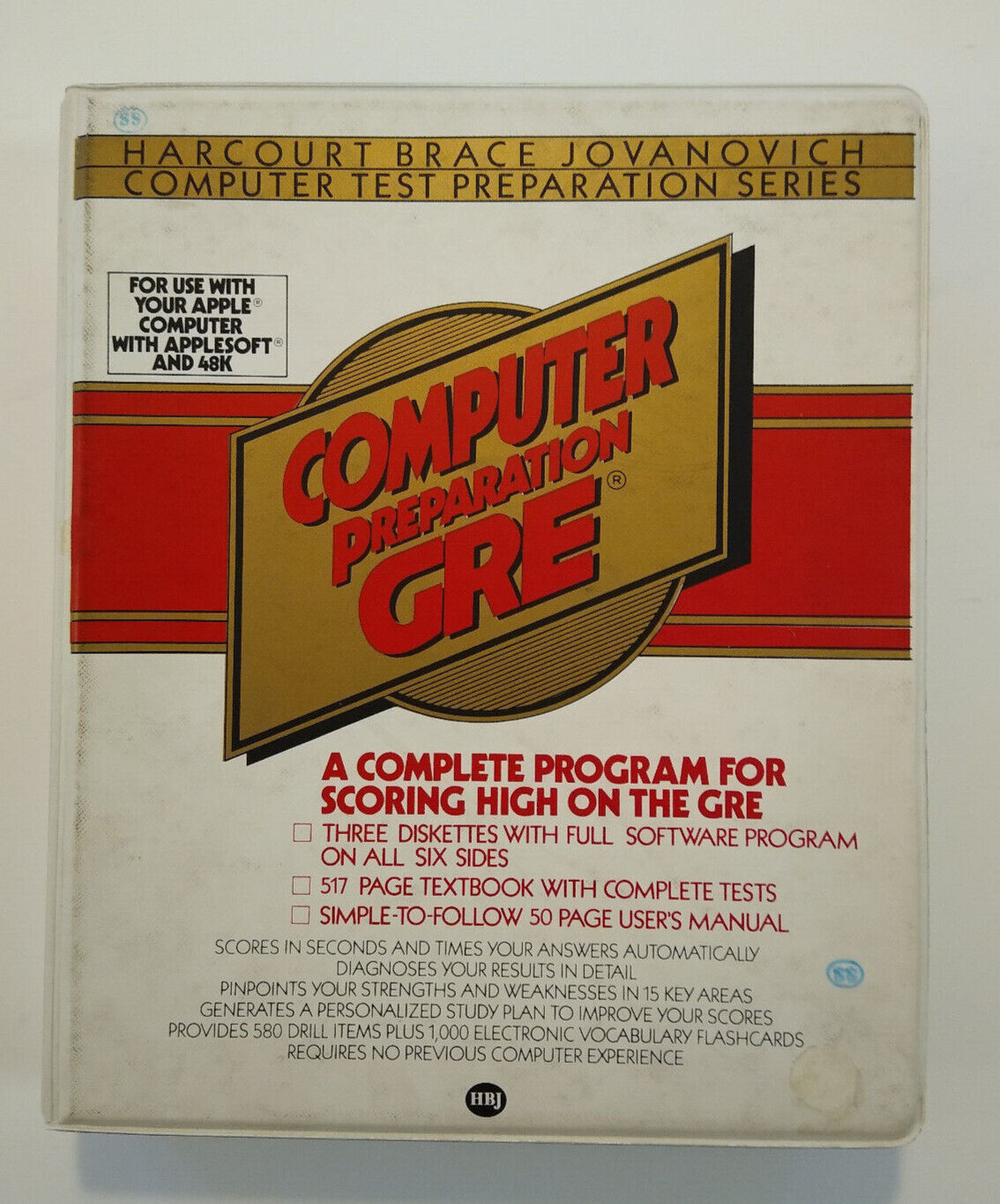Harcourt Brace Jovanovich Computer Preparation GRE for Apple II - Complete