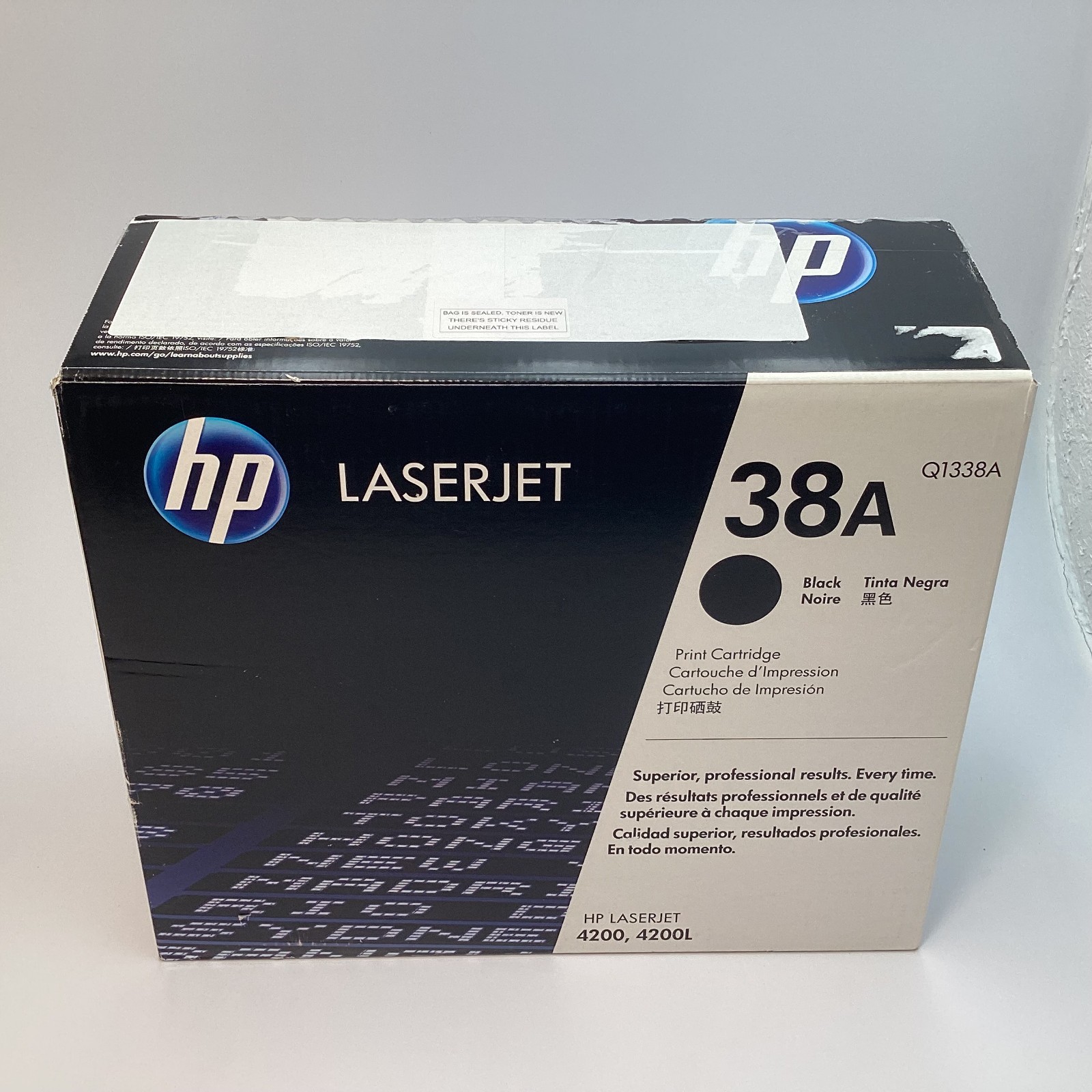 HP 38A Q1338A Black LaserJet Toner Cartridge HP 4200 Series Printers, Sealed Bag