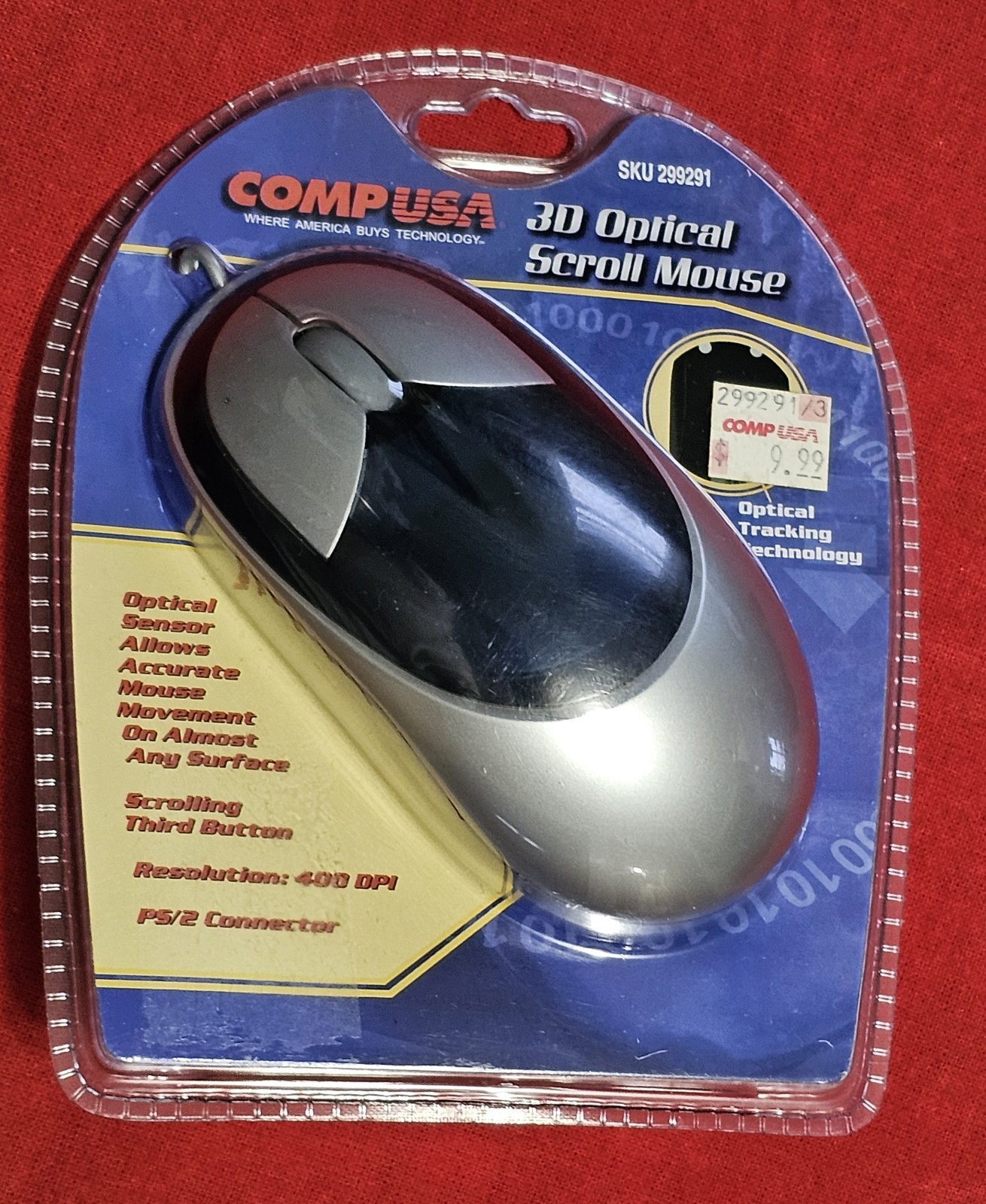 NEW CompUSA 3D Optical Scroll Mouse PS/2 Vintage Retro PC 90s NIB