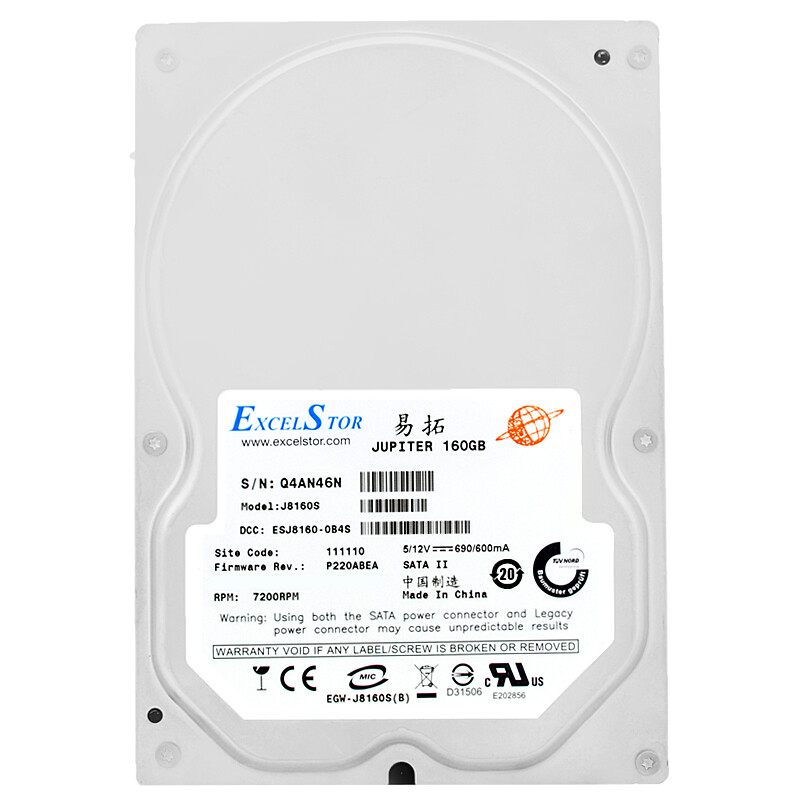 EXCELSTOR Jupiter 160Gb J8160S 7200Rpm 8Mb Cache Sata II 3.5"Z Hard Drive