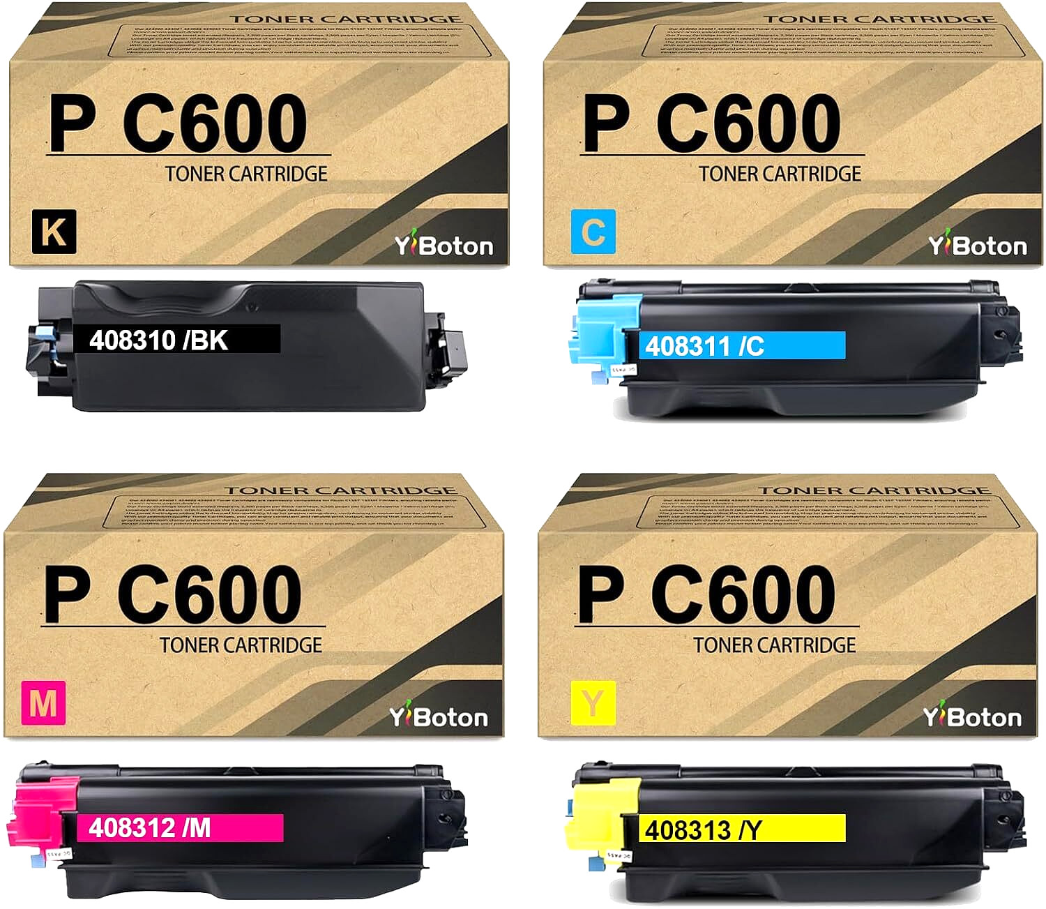 P C600 Toner Cartridge Replacement for Ricoh, Savin & Lanier 408310–408313