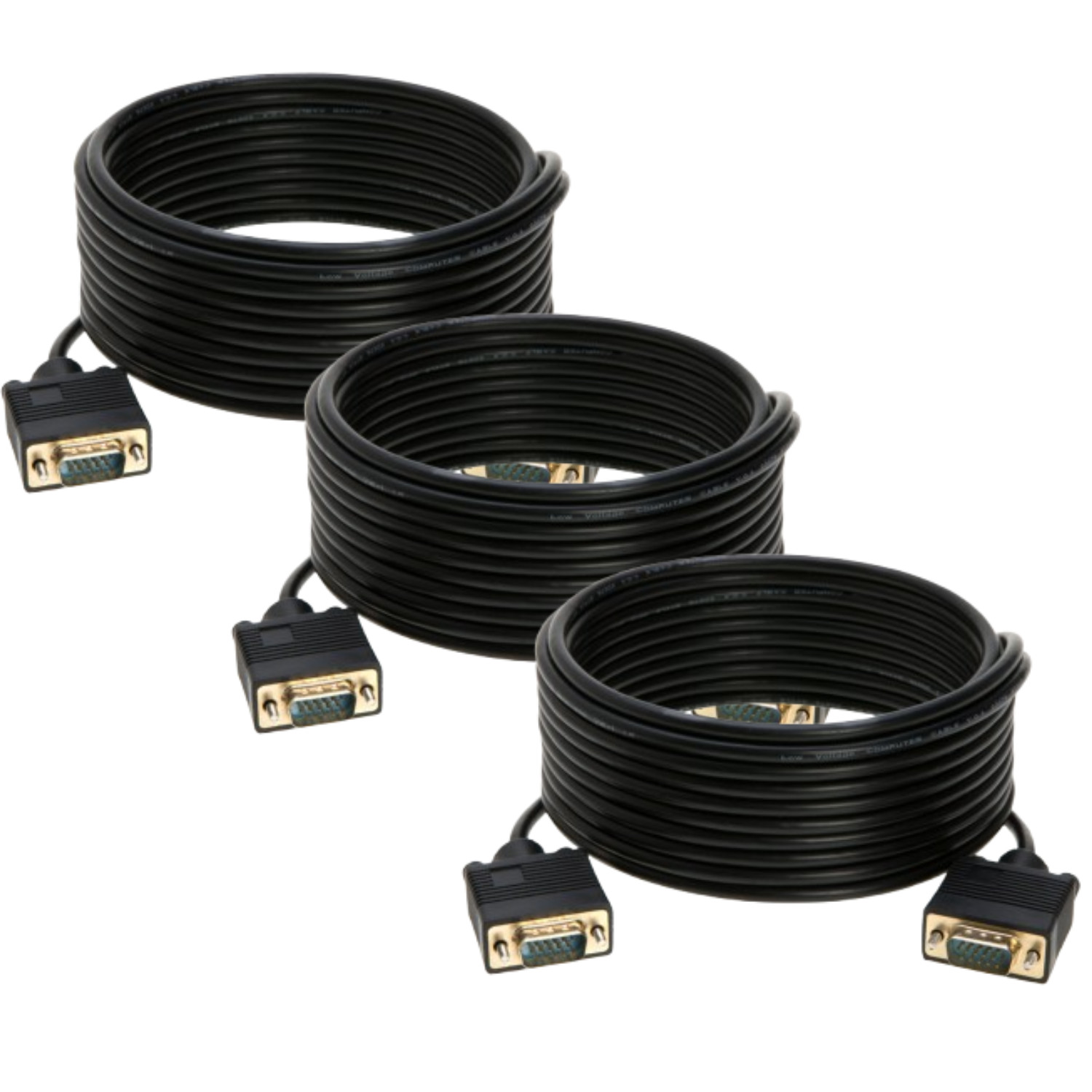 3 pcs 50ft SVGA VGA Cable Male to Male M/M Monitor Cord TV HDTV Full HD15 Laptop