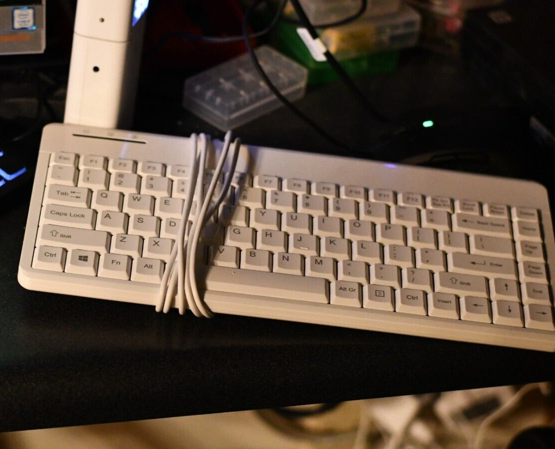 PERIBOARD-409 PW Wired PS 2 Mini Keyboard White US English Layout, NEW