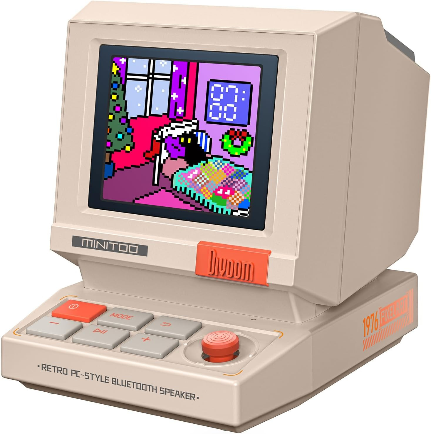 Divoom Minitoo Retro Pc-Style Computer Speaker, Pixel Screen with DIY Faces | Bl