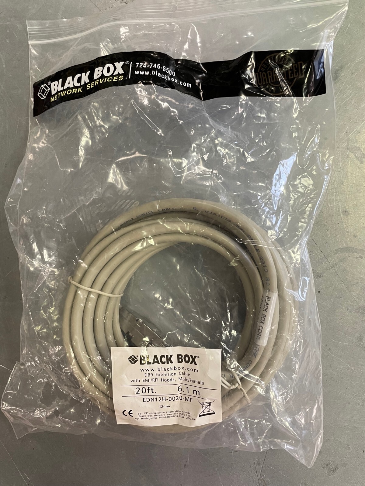 Black Box DB9 Extension Cable W/ EMI/RFI Hoods - EDN12H-0020-MF - 20ft 6.1m
