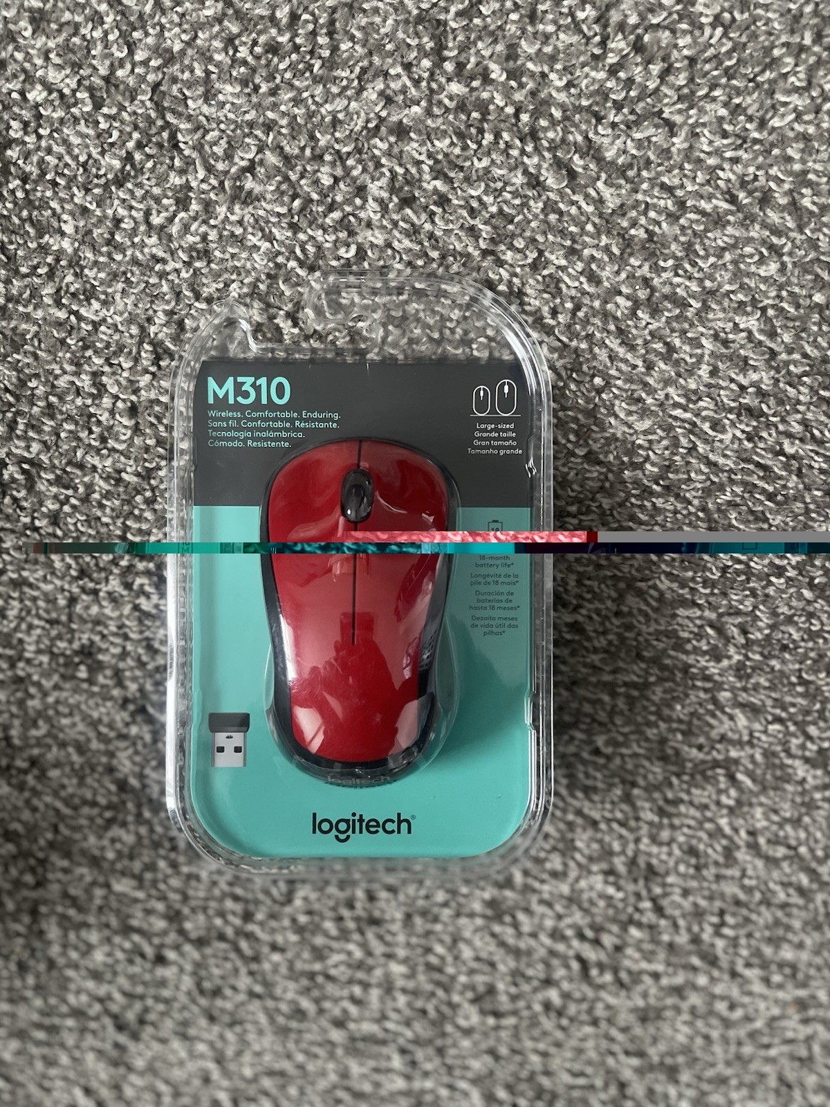 LOGITECH M310 WIRELESS OPTICAL MOUSE, Ambidextrous - Red