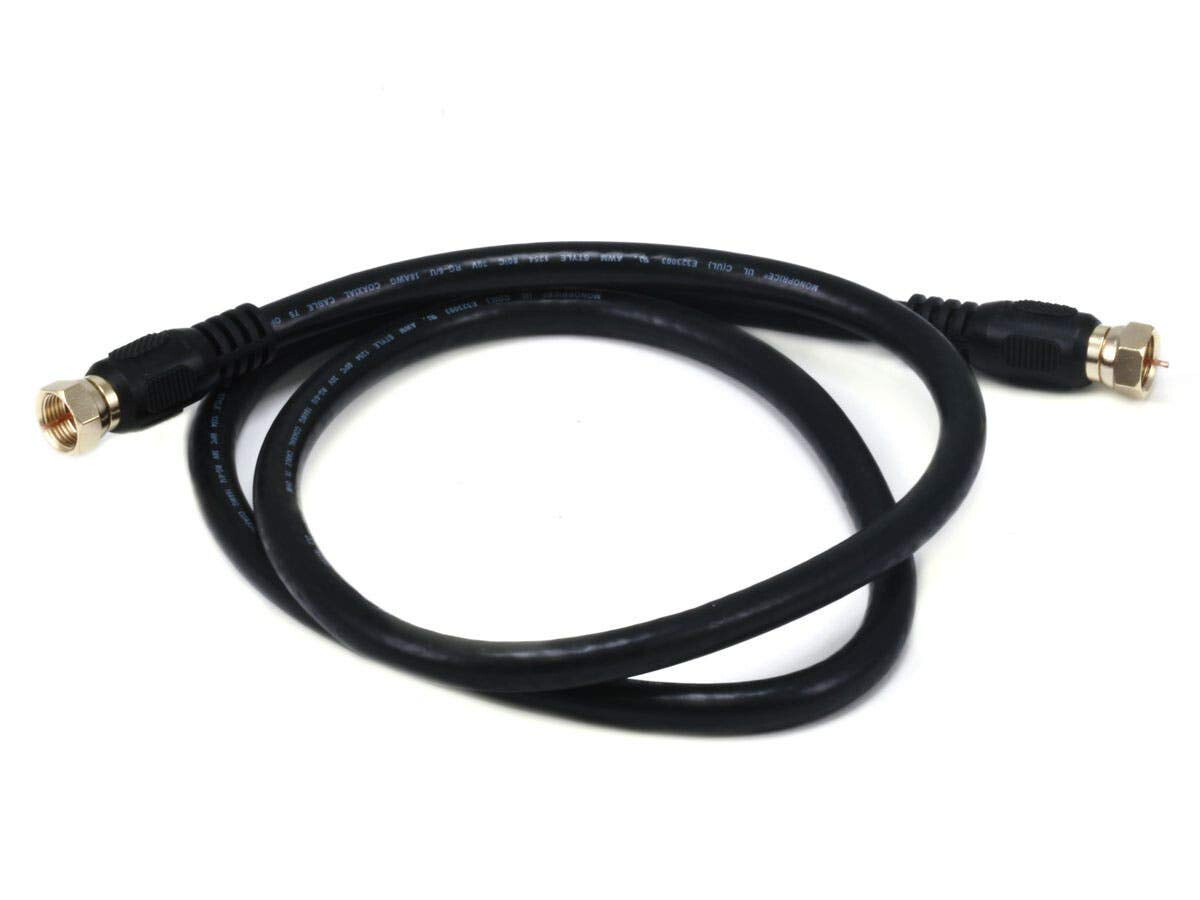 Monoprice 3ft RG6 (18AWG) 75Ohm, Quad Shield, CL2 Coaxial Cable - Black
