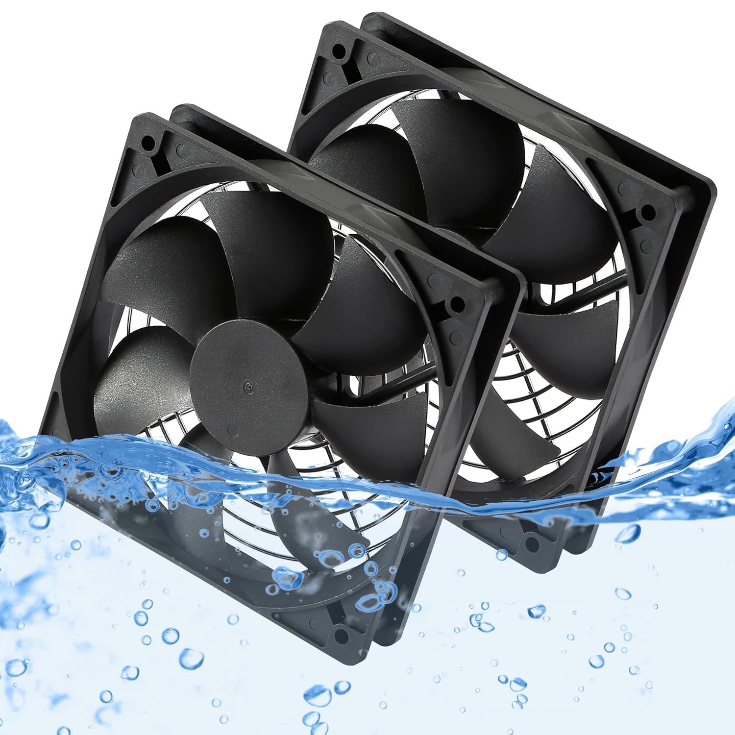 2-Pack IP67 Waterproof Silent 12V DC Cooling Fan - 120mmx25mm 4.72inch High-Spee