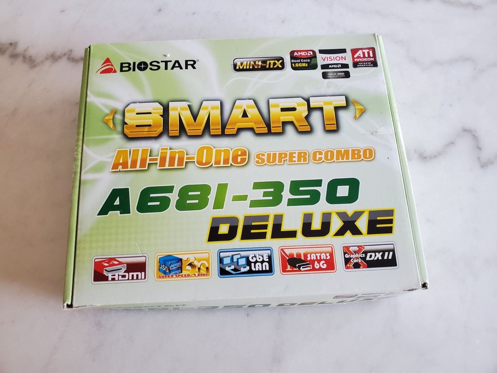 Biostar A68I-350 DELUXE, BGA FT1, AMD Motherboard open box looks new