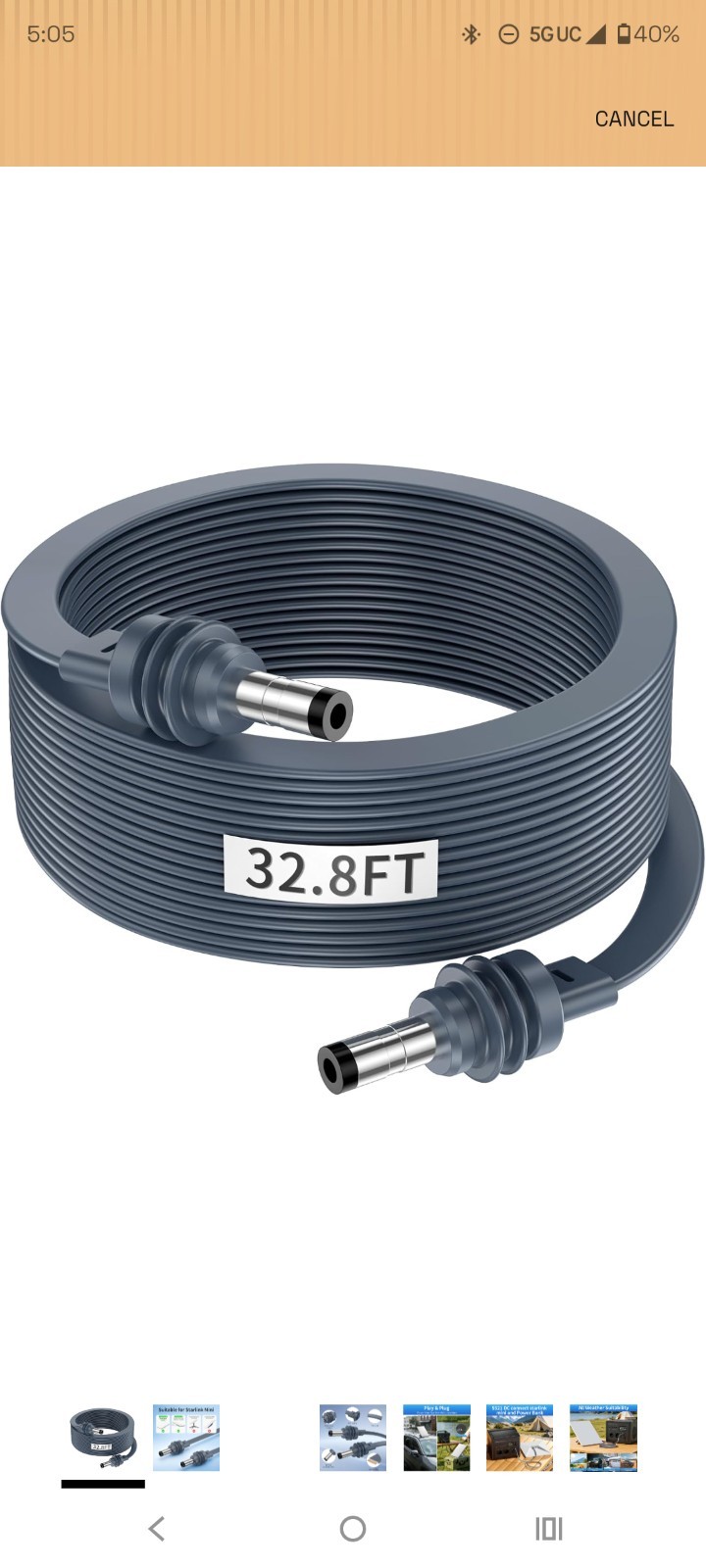 Starlink Mini Power Cable 32.8FT/10M, Flat DC5521 Replacement Power Cord for...