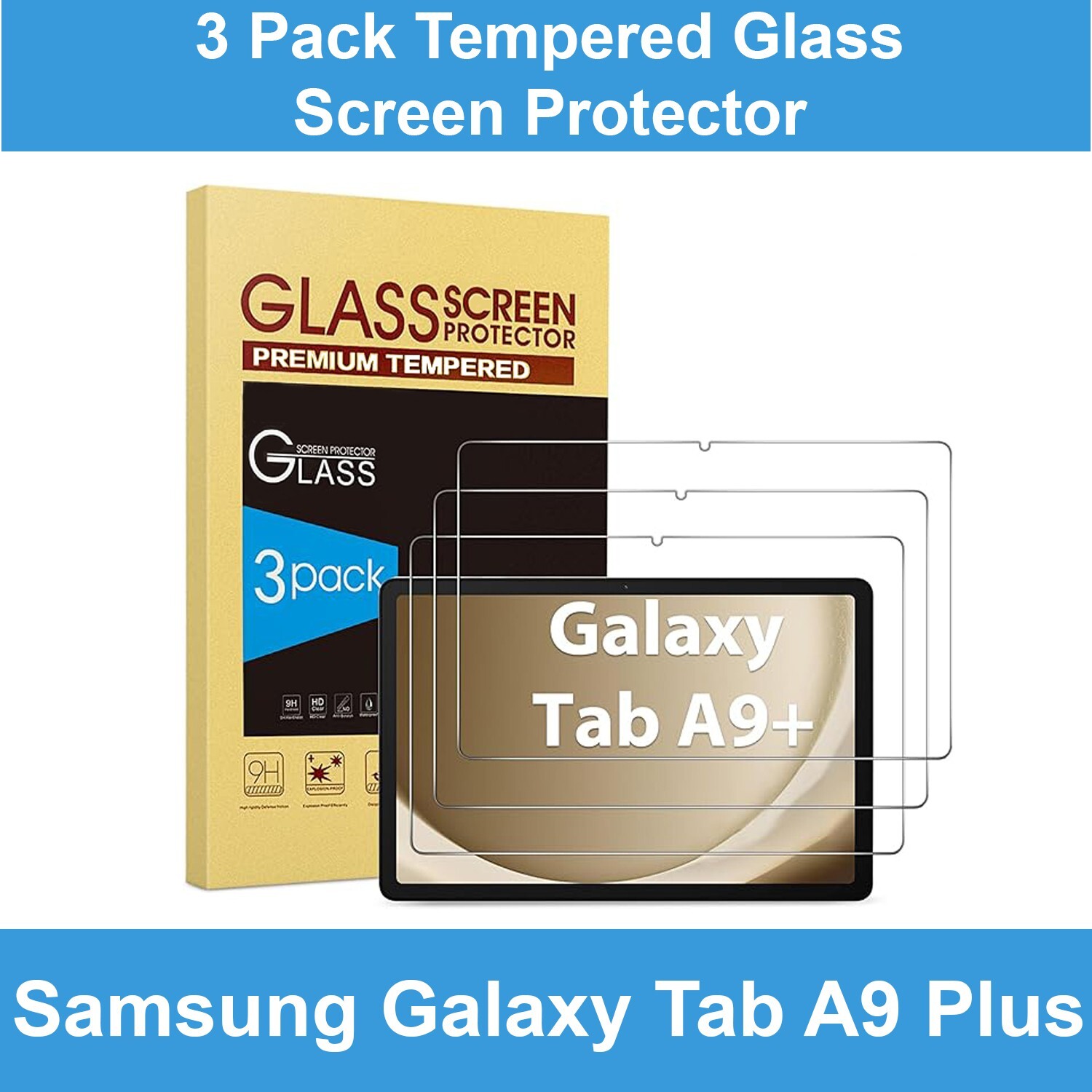 3X Tempered Glass Screen Protector For Samsung Galaxy Tab A9 Plus 11" X210/X216