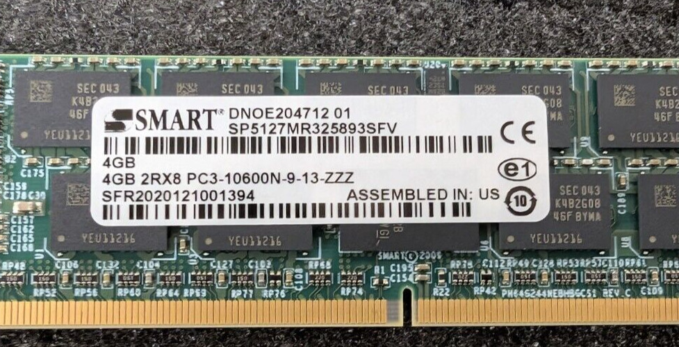 New, Smart Modular, SP5127MR325893SFV, MODULE MINI SDRAM DDR3 512MX72 4GB