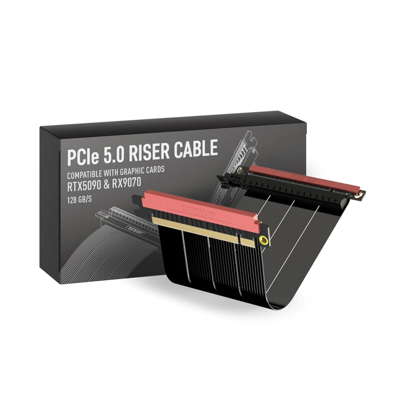 PCIe 5.0 x16 GPU Riser Cable 14cm Double Reverse SSUPD Meshlicious Meshroom S