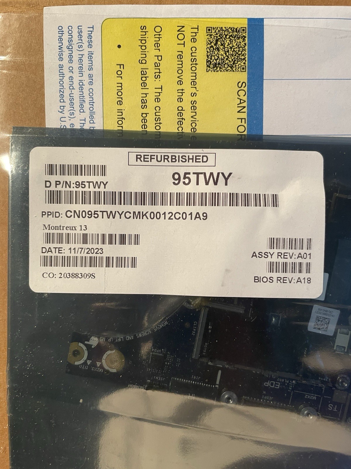 95TWY SEALED Dell Latitude 7320 7420 Motherboard i7-1185G7 32GB-RAM LA-K371P