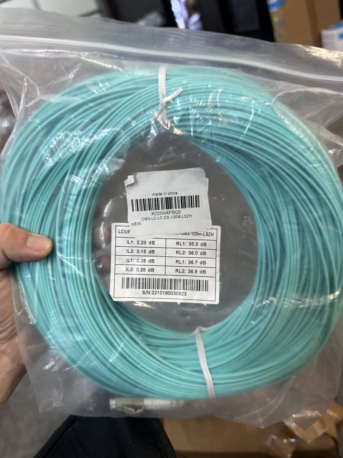 100M(328ft) OM3 LC to LC Fiber Patch Cable,10GB/40GB Multimode Duplex 50/125µm 2