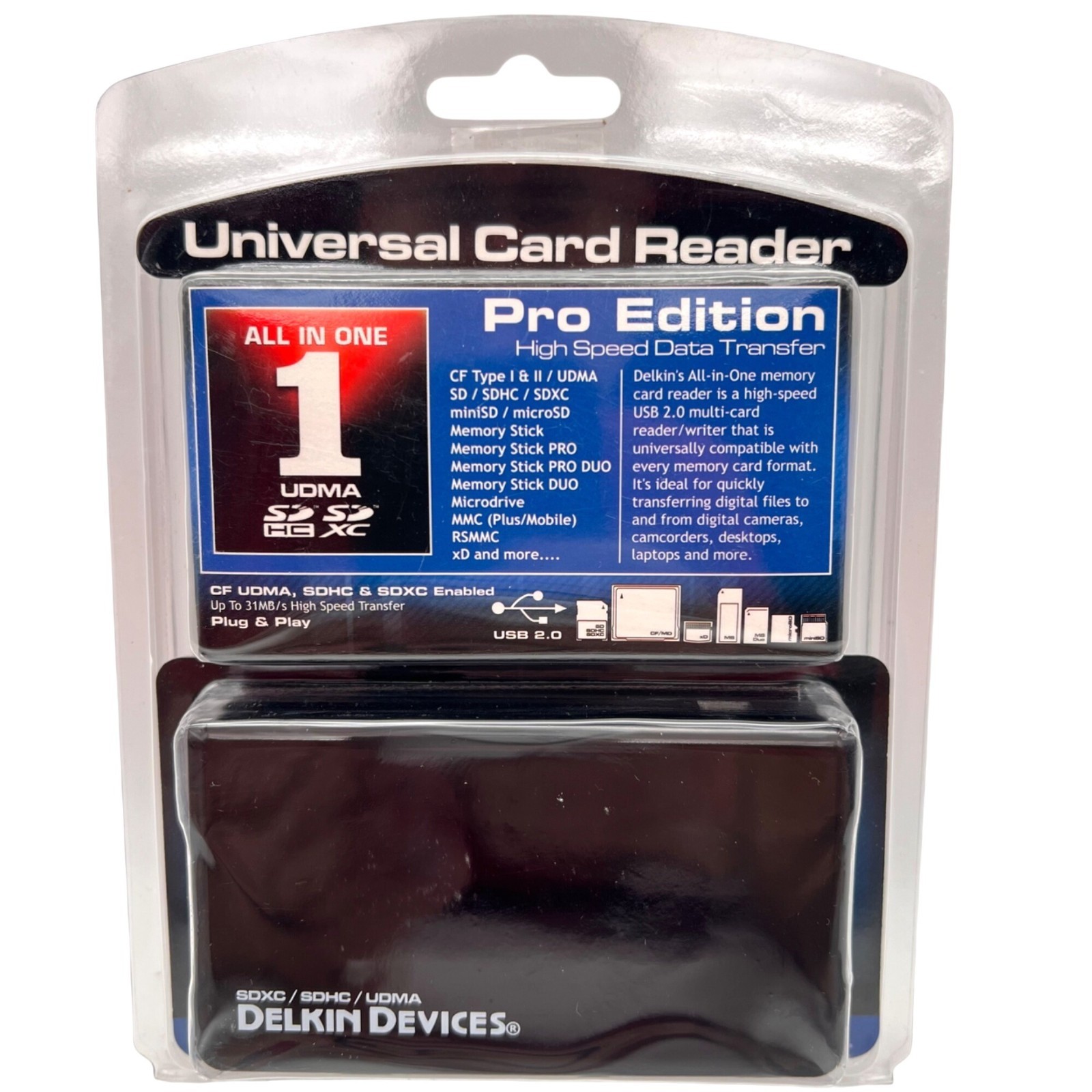 Delkin Devices Universal Card Reader Pro Edition High Speed USB 2.0 All In One