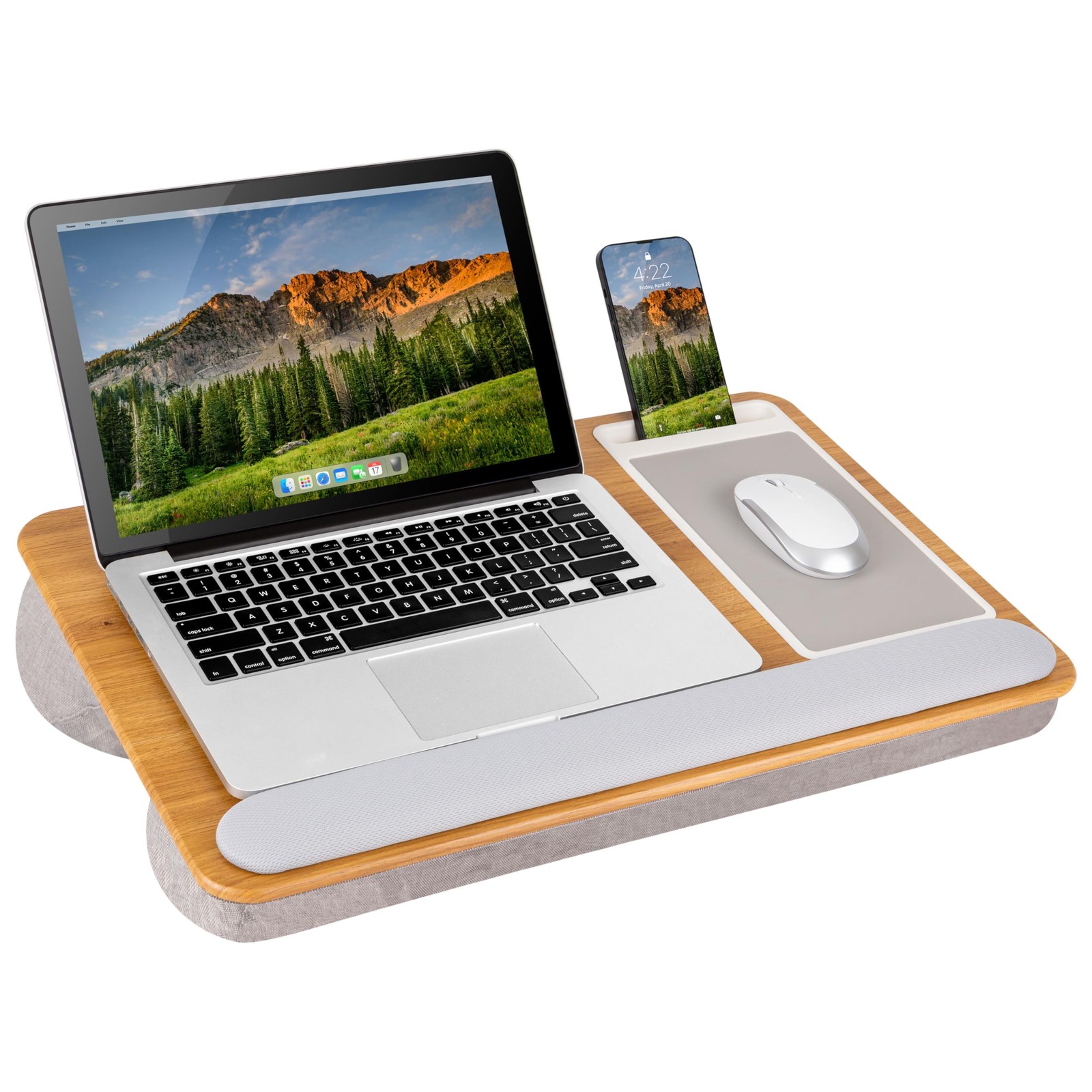 Home Office Pro Oak Woodgrain Lap Desk Portable Ergonomic Laptop Stand