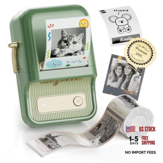 Label Maker, B21 Pro 300DPI HD Sticker Printer for Photos, Green | Pine Green