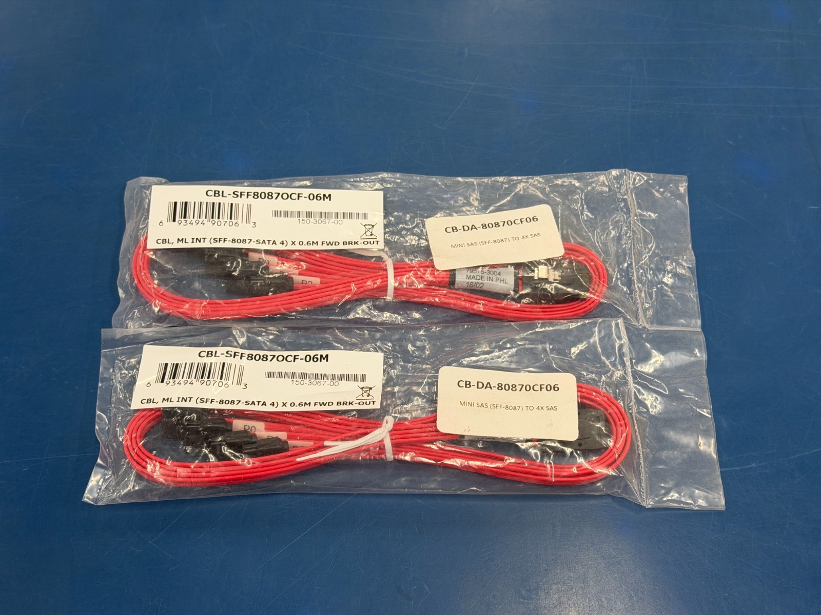 2 Pack - 3Ware Cable CBL-SFF8087OCF-06M Multi-lane SATA Cables