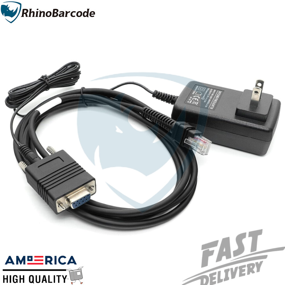 For Zebra RS232 Serial Cable LI3678 DS3678 6.5FT(2M) 9Pin with 12V Power Supply