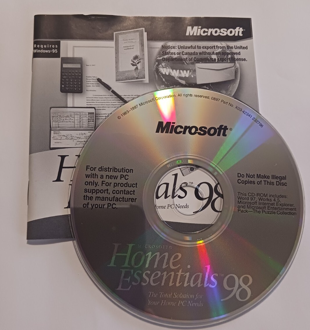Microsoft Home Essentials 98 CD-ROM Vintage