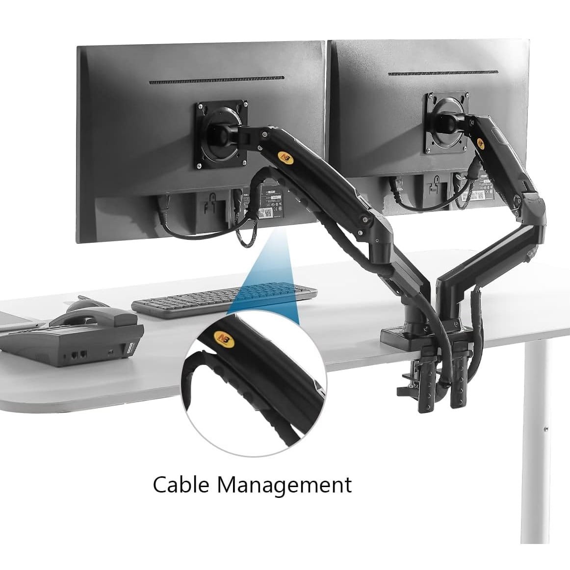 NB A5C F160 Gas Spring 360 Degree Desktop 17'-27' Dual Monitor Holder Arm Full M