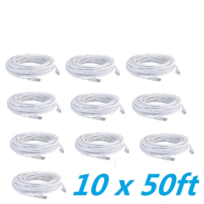 Lot of 10pcs White 50FT RJ45 CAT5 ETHERNET LAN NETWORK PATCH CABLE For PC Xbox P