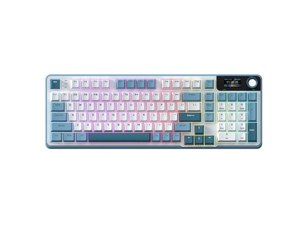 Rosewill NEON S96 Tri-Mode Wireless Gaming Keyboard - Smart Display & Knob, 96%