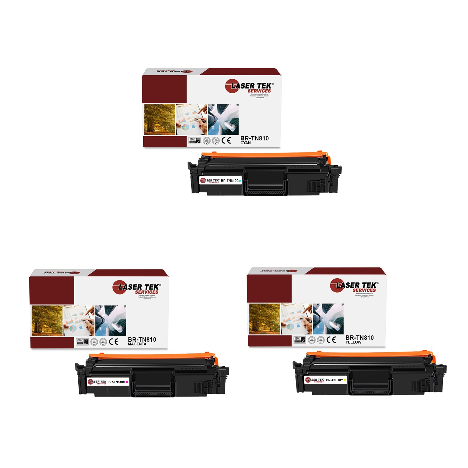 3Pk LTS TN810 CMY Compatible for Brother HL‐L9410CDN Toner Cartridge