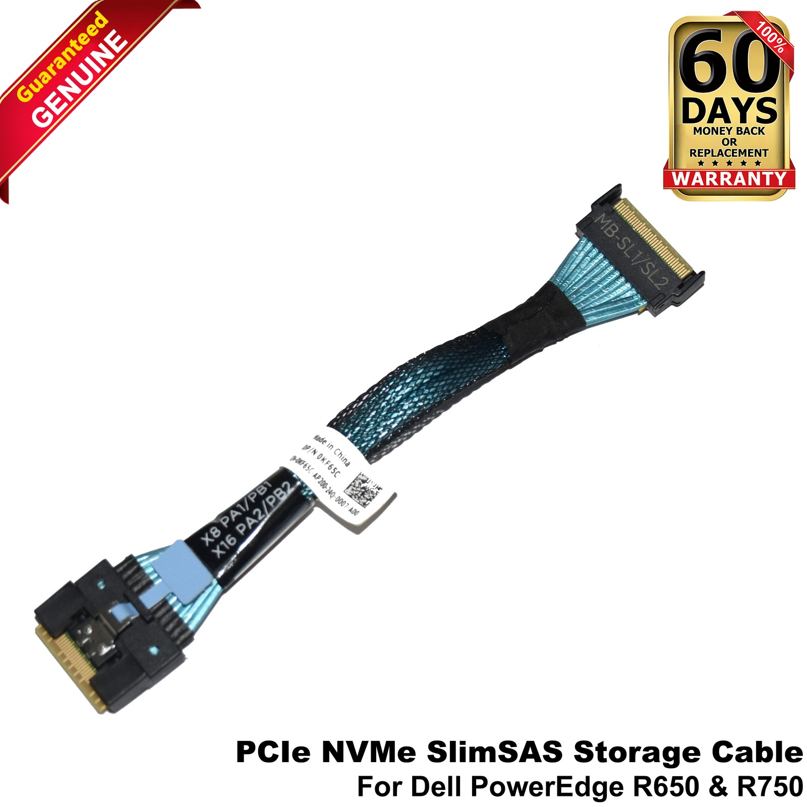 Dell PowerEdge R750 SlimSAS 8i SFF-8654 to SFF-8654 RAID Cable KF65C