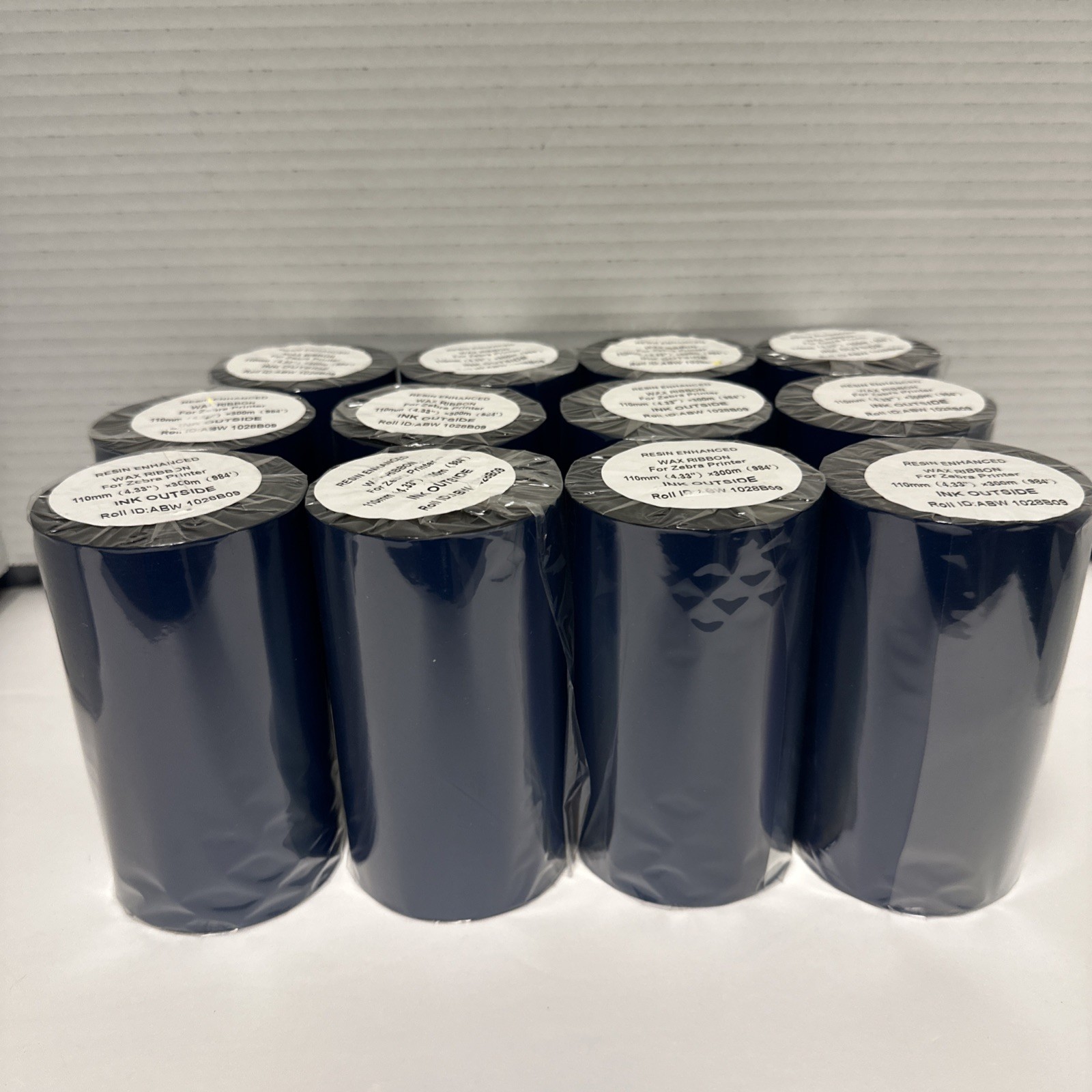 12 Pcs Wax Resin Enhanced Thermal Transfer Ribbon Zebra P4.33" x 984' 110 X 300
