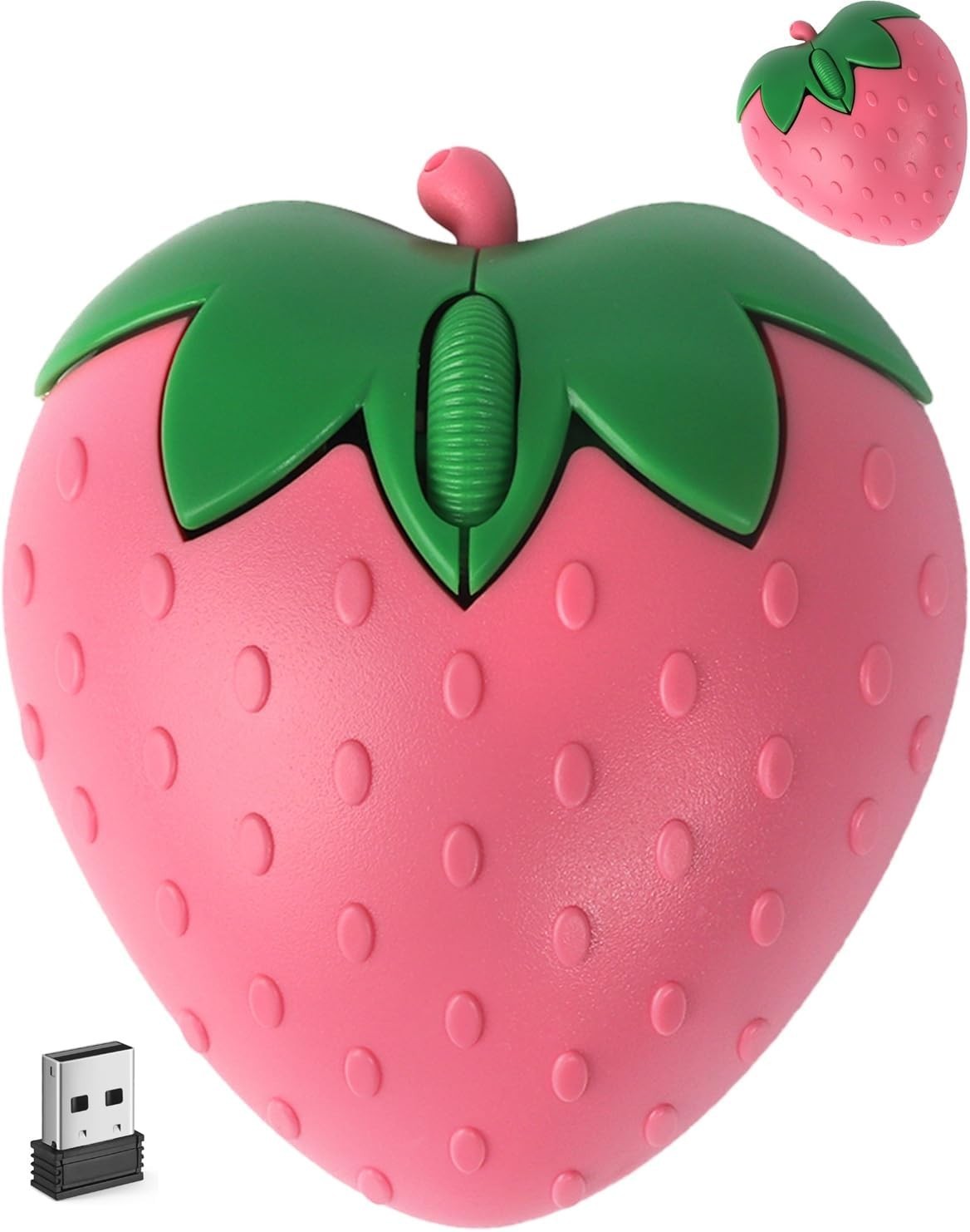Wireless Bluetooth Mouse Cute Pink Fruit Strawberry Shape Silent3