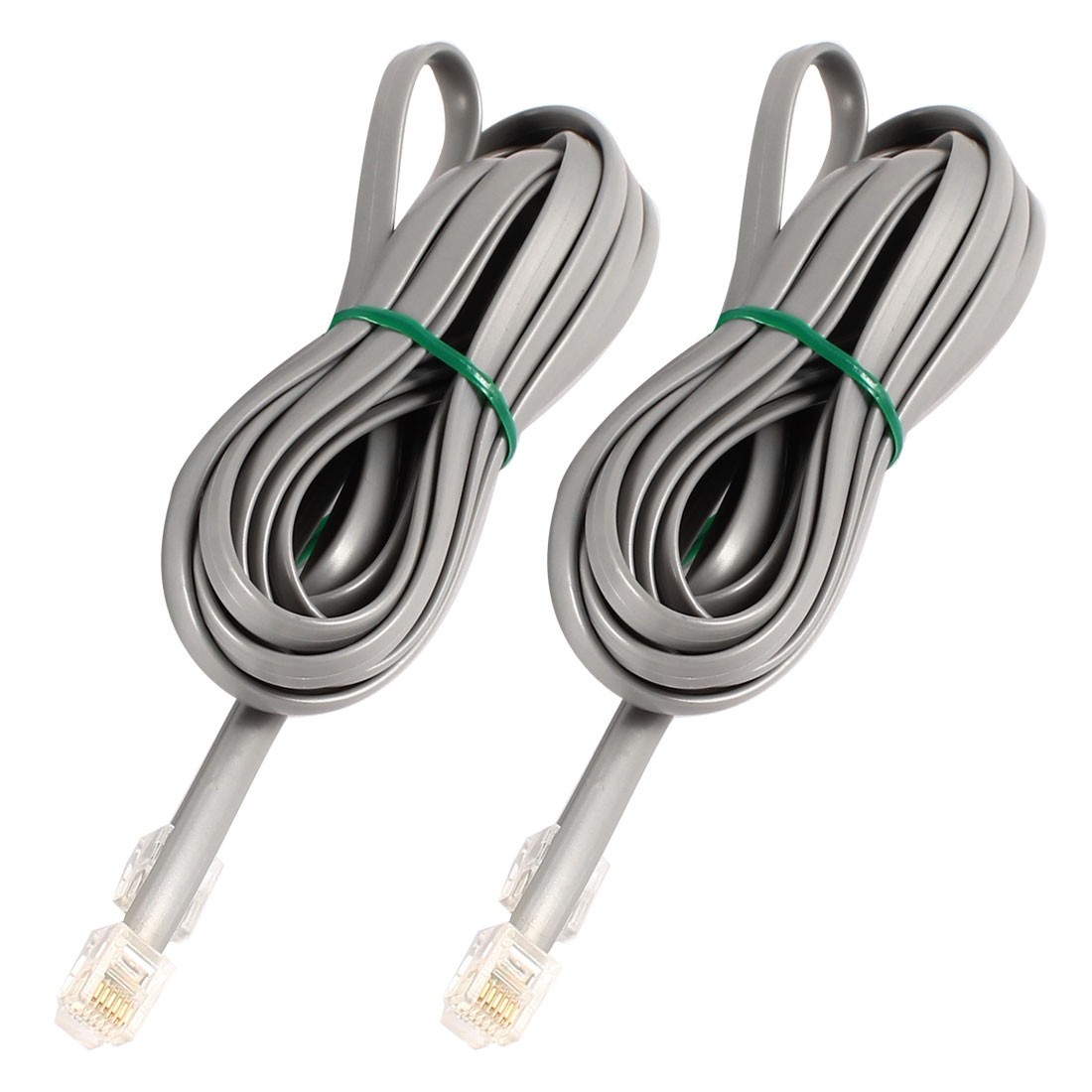 2 Pcs Phone RJ11 6 Wire 6P6C Phone Fax Gold Plated Cable 3Meter 10ft